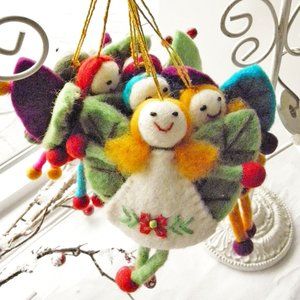 New Happy doll ornament hanging handmade 2 pair set